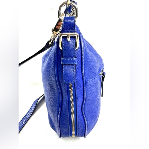 Kate Spade Blue Pebbled Leather Medium Crossbody Bag Zip Around Expandable - Picture 6 of 11